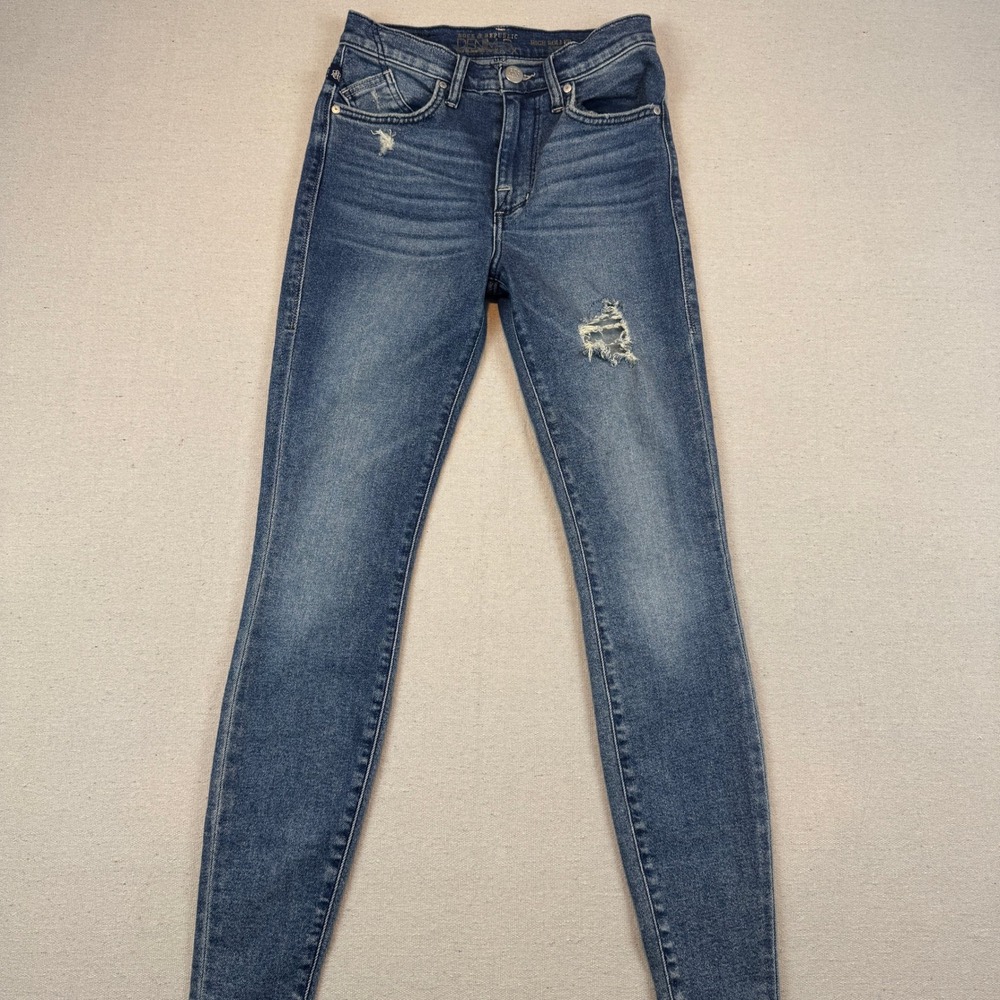 Rock & Republic 2M High Roller Legging Women Blue Distressed Denim Rx Jeans